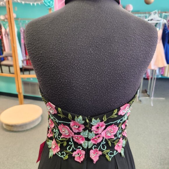 Nox Anabel 8326 Size Medium Pink Floral Print/Black Prom Dress/Formal Gown - Picture 7 of 8